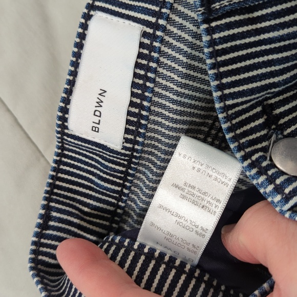 Baldwin navy/white engineer stripe skinny jeans 29 - Picture 5 of 9